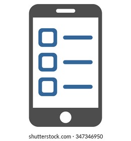 Mobile List vector icon. Style is bicolor flat symbol, cobalt and gray colors, rounded angles, white background.
