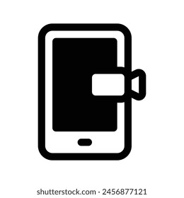 Mobile Live Stream Glyph Icon - Single Icon, Vector