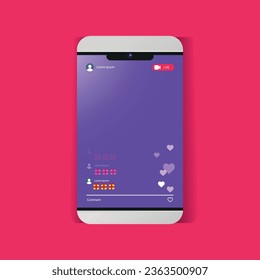 Mobile live streaming app. Live broadcast with gifts. Vector illustration.