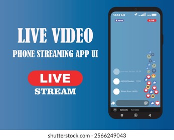 Mobile live streaming stories screen. Vector online video chat frame design, social media network post template. Story interface display mobile application mock up illustration