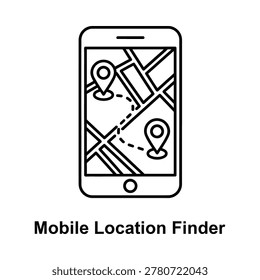 Mobile location finder map on smartphone screen with smartphone, navigation