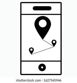 mobile location icon - mobile location isolate, map pin illustration - Vector mobile pin,map Technology and gadget.