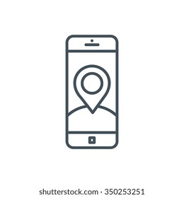 Mobile location icon suitable for info graphics, websites and print media and  interfaces. Line vector icon.