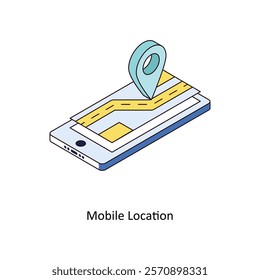 Mobile Location isometric Colored illustration. EPS File stock illustration