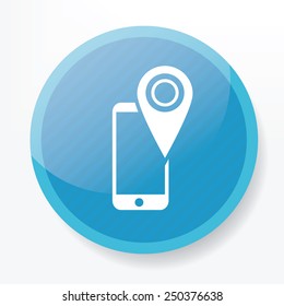 Mobile location on blue button,clean vector