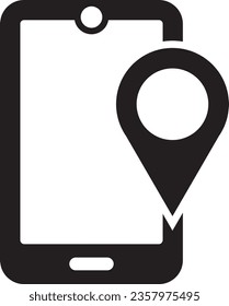 Móvil con icono de pin de ubicación 