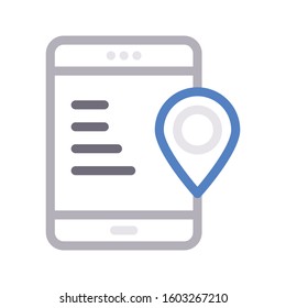 mobile location vector color line icon 