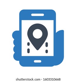 mobile location vector glyph color icon 