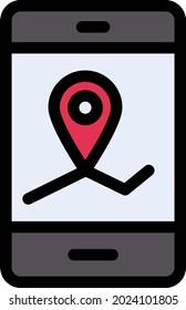 icono de color de línea vector de ubicación móvil