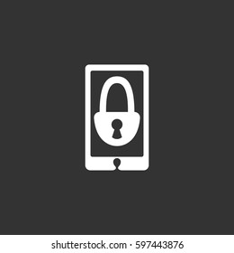Mobile lock icon illustration isolated sign symbol. Mobile lock vector logo. Flat design style. Modern vector pictogram for mobile and web design - stock vector