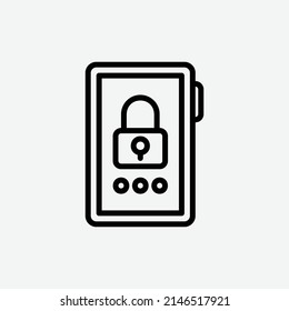  mobile lock icon, isolated security outline icon in light grey background, perfect for website, blog, logo, graphic design, social media, UI, mobile app