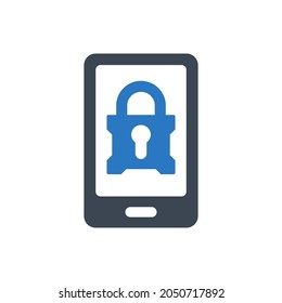 Icono de bloqueo móvil en fondo blanco