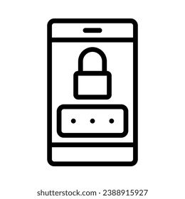 Mobile lock screen icon. Concept of Cyber security. Outline style. Vector. Isolate on white background.