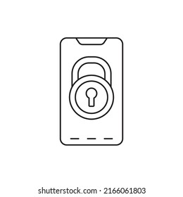 Mobile with lock sign icon, locked phone icon in line style icon, style isolated on white background