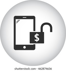 Mobile lock unlocked secure sign simple icon on background