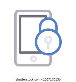 mobile lock vector  colour  line icon 