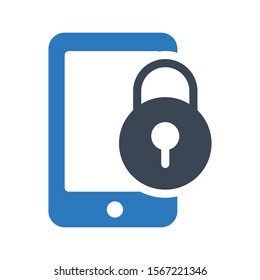 mobile lock vector glyph colour icon 