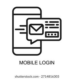Ilustración vectorial de línea de icono de Inicio de sesión móvil