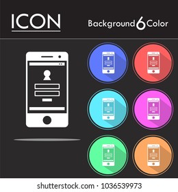 Mobile login icon vector Smartphone login vector icon isolated on six color background.
