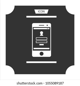 Mobile login icon vector Smartphone login vector icon isolated on transparent background.