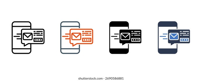 Mobile Login, Vektorgrafik mit mehreren Symbolen