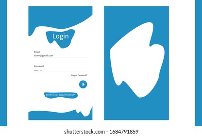 Mobile login screen of app with abstract background.
