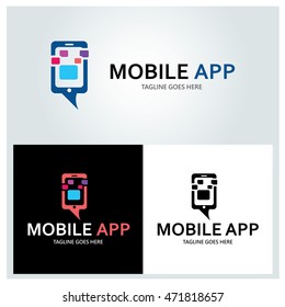 Mobile Logo Design Template ,App Logo Design Concept ,Vector Illustration
