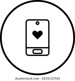 Conexão móvel do amor, símbolo do coração no smartphone para o conceito de afeto digital