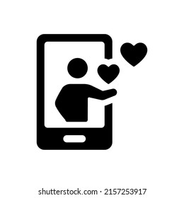Icono de comentarios de amor móvil sobre fondo blanco
