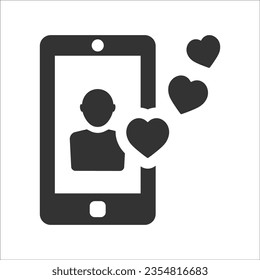 Icono de realimentación de amor móvil, gráficos vectores