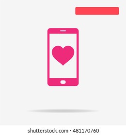 Mobile love icon. Vector concept illustration for design.