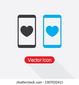 Mobile Love Icon Vector Illustration Eps10