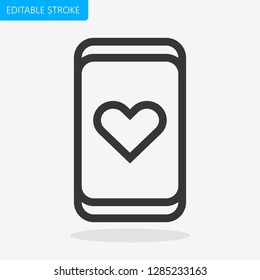 Mobile Love Phone Editable Stroke Pixel Perfect Icon Vector