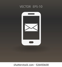 Mobile mail icon. vector illustration