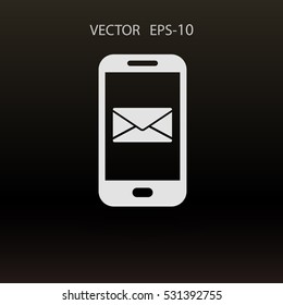 Mobile mail icon. vector illustration