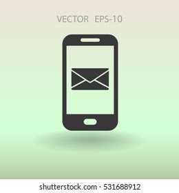 Mobile mail icon. vector illustration
