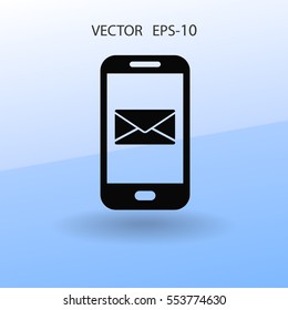 Mobile mail icon. vector illustration