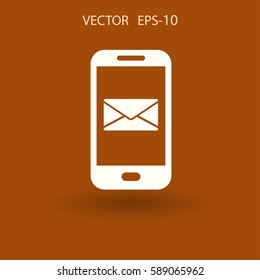 Mobile mail icon. vector illustration
