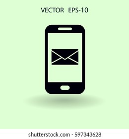 Mobile mail icon. vector illustration