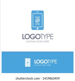 Mobile, Mail, Id, Phone,  Blue Solid Logo with place for tagline