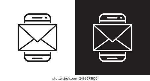 mobile mail letter icon set, Mobile phone message notification vector icon.