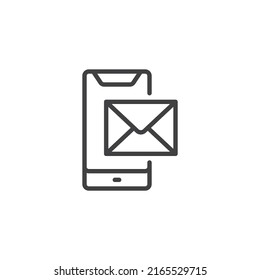 Mobile mail line icon. linear style sign for mobile concept and web design. Phone and envelope outline vector icon. Symbol, logo illustration. Vector graphics
