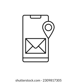 Mobile mail location  Outline Vector Icon that can easily edit or modify

