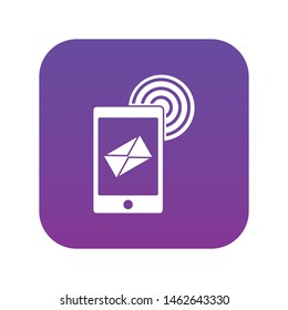 Mobile mail sign icon digital purple for any design isolated on white vector illustration