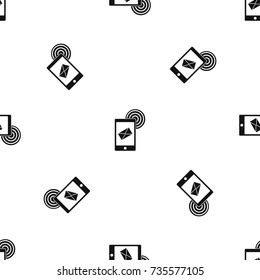 Mobile mail sign pattern repeat seamless in black color for any design. Vector geometric illustration