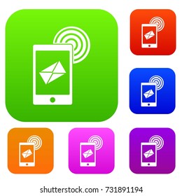 Mobile mail sign set icon color in flat style isolated on white. Collection sings vector illustration