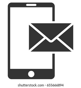 Mobile Mail vector icon. Flat gray symbol. Pictogram is isolated on a white background. Designed for web and software interfaces.