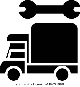 Mobile Maintenance Truck solid and glyph vector illustration
