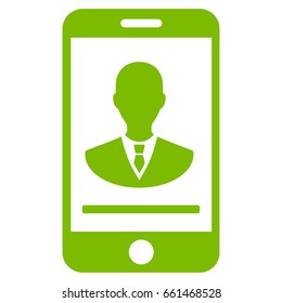 Mobile Manager Contact vector icon. Flat eco green symbol. Pictogram is isolated on a white background. Designed for web and software interfaces.