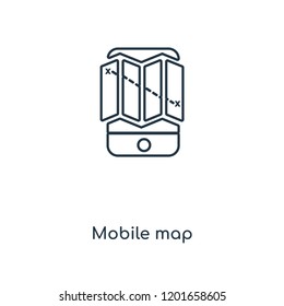Mobile map concept line icon. Linear Mobile map concept outline symbol design. This simple element illustration can be used for web and mobile UI/UX.